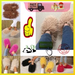 Plush Casual Shipping Free Designer Platform Slides Slippers Men Woman Warm with Plush Light Weight Large Size Super Soft Soles Flat Winter Sandals 83