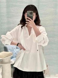 Women's Blouses Ladies' Temperament 2024 Fashion Loose Casual Pearl Buckle Long Sleeve Silhouette Shirt Medium Length