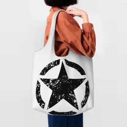 Shopping Bags Military Tactical Army Star Grocery Tote Bag Women Cute Canvas Shopper Shoulder Big Capacity Handbags