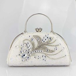 Gorgeous, Elegant, and Exquisite Small Fragrant Wind Brick and Stone Party Wedding Party Girl Bag 240203