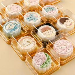 Baking Moulds 50Pcs Moon Cake Box Square Shaped Multipurpose Plastic Egg Yolk Pastry Container Holder Mini Cupcake Display Packing Case