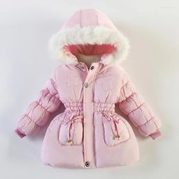 Down Coat Autumn Winter Girls Jacket Keep Warm Fur Collar Little Princess Hooded Zipper Baby Outerwear Birthday Gift Kids Clothes