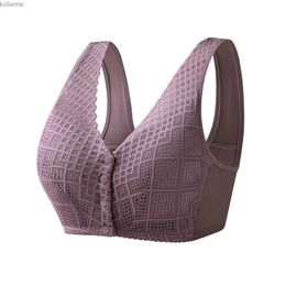 Bras Soft Cotton Cups Before The Zipper In The Elderly Underwear Breathable Women Without Steel Ring Tank Top Lace Large Size Bra YQ240203