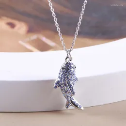 Pendant Necklaces Wholesale Creative Blue Cute Whale For European And American Jewellery Versatile Collarbone Chain 2024 Model