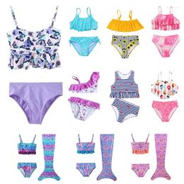 Women's Swimwear 2-14Year Teen Girls Two Pieces Swimsuit High Quality Butterflies Print Kids Bikini Sets Floral Children Beachwear