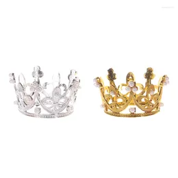 Cake Tools 1pc Mini Crown Topper Princess Pearl Tiara Ornaments Baby Shower Birthday Wedding Party Supplies DIY Decoration