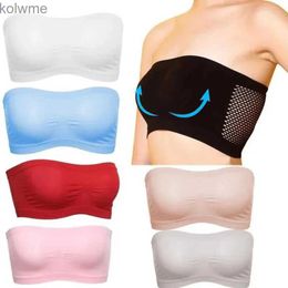 Bras Summer Breathable Mesh Tube Bra Invisible Strapless Crop Tops for Women Ladies Sexy Bralette Bra Bandeau Boob Underwear YQ240203