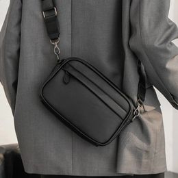 Fashion Mens Messenger Bags PU Leather Solid Crossbody Bag Small Male Shoulder Handbag Black Chest Pack Phone Purse for Men 240124