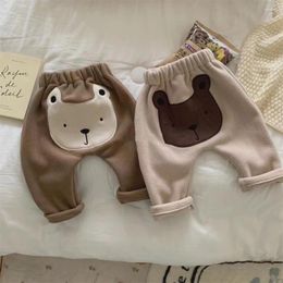 Trousers 0-3 Yrs Baby Boys Pp Pants Cute Bear Born Warm Elastic Leggings Toddler Girls Autumn Winter Kids Casual