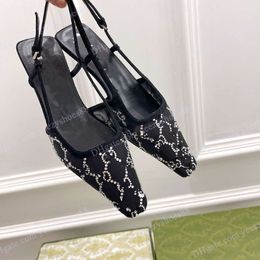 2022 LUXURY Womens G slingback Sandals pump Aria slingback shoes are presented in Black mesh with crystals sparkling motif Back buckle closure Size 35-41 kmaa0001