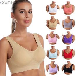 Bras Sports Underwear Women Yoga Sports Bra Gym Running Shockproof Gathered Large Size Sports Bra No Steel Ring Vest fox Bra Bralette YQ240203