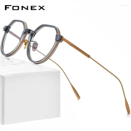Sunglasses Frames FONEX Acetate Titanium Glasses Frame Men Vintage Polygon Prescription Eyeglasses Women Myopia Optical Spectacles Eyewear