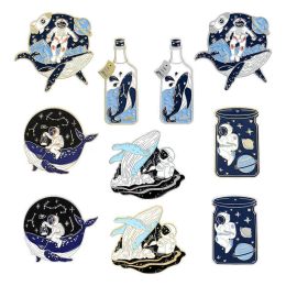 Hot-selling cartoon brooch personality exquisite whale astronaut series drifting bottle shape brooch GC333 LL