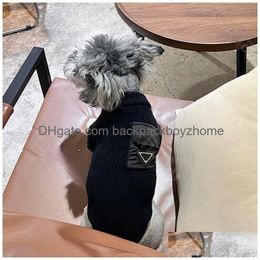 Dog Apparel Triangle Dog Plover Knitwear Designer Winter Cat Print Warm Shirt Schnauzer Bichon Corgi Teddy Pet Sweatshirt Drop Deliver Dhz03