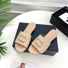 Summer Beach Slippers Sandal Sexy Slide Channel Luxurys Designer Mens Sunny Pool Sliders Flat 10a Quality Mule Fashion Casual Shoe Women Man Loafer Sandale Walk Shoe