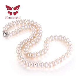 Necklaces HENGSHENG High Lustre 89mm 100% Natural Fresh water Pearl Necklace Long 45cm for Women Girls Birthday /Wedding Pearl Jewellery