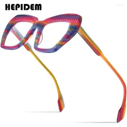 Sunglasses Frames HEPIDEM Hollow Acetate Glasses Frame Women 2024 Oversize Cat Eye Prescription Eyeglasses Cateye Spectacles Eyewear 9264