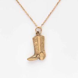 Stainless Steel Cowboy Boots Pendant Necklace for Women Girls Retro Creative Gold Plated Shoes Necklace Hip Hop Jewellery Gift 240127
