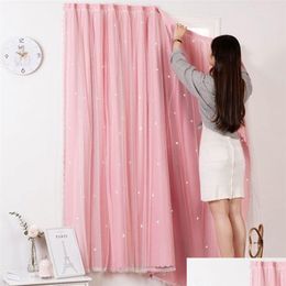 Curtain Mcao Punch Blackout Window Homeroom Living Room Star Decoration Accessories Shading Blind Drapes Tj1620 210903 Drop Delivery H Dhf2R