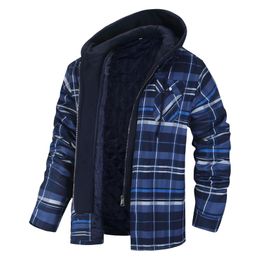 Winter Men Fleece Shirts Coats High Quality Thick Men Hoodie Outwear Mens Flannel Hood Shirt Jacket Shirts for Men Size S-5XL 240202