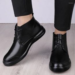 Boots Office Oxford Business Warm Man Black Shoes Snow Formal Ankle Boot Genuine Leather Luxe Winter Men