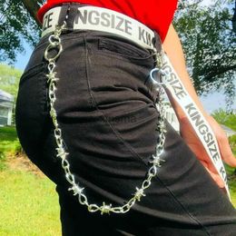 Other Jewellery Sets Punk Chunky Spikes Unisex Hip Hop Style Barbed Wire Link Wallet Pants Belt Chain Trousers Jean Skirt Waist Lobster Clasp Closure YQ240204