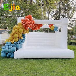 Stock 101315FT Outdoor Inflatable White Bounce House PVC Bouncy CastleMoon HouseBridal With Air Blower 240127