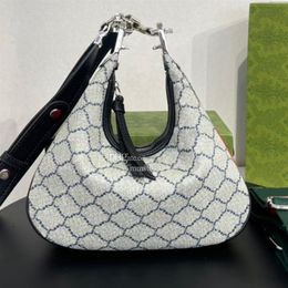Attache Shoulder Bag Small Large Designer Leather Canvas G Hook Closure with Zip Handbag Hardware Crescent Moon Shape Women Crossb241r
