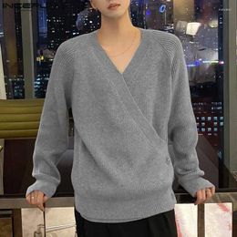 Men's Casual Shirts 2024 Men Sweaters Solid Colour Knitted V Neck Long Sleeve Male Cardigan Streetwear Korean Style Loose Kimono S-5XL