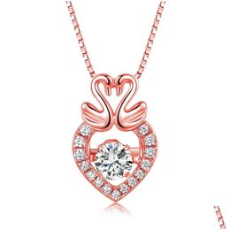 Pendant Necklaces Crystal Zircon Diamonds Gemstones Pendant Necklaces For Women Girl White Gold Color Choker Jewelry Party Gifts Sier Dhygq