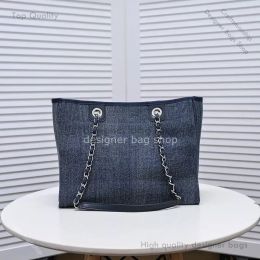 designer bag tote bagShoulder Bag Large Deauville Shopping Tote Beach Mixed Handbag Travel Weekend Designer Purse Bags Navy Blue Denim luxurys handbags