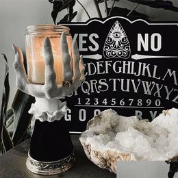 Candle Holders Halloween Resin Witch Hand Candlestick Creative Ghost Haunted House Decoration Palm Candle Holder Art Crafts Ornaments Dhitx