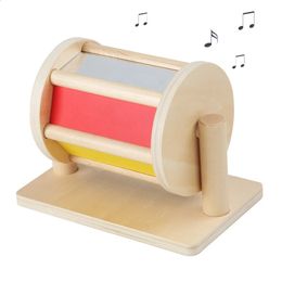 Montessori Materials Wooden Textile Sounds Drum Sensory Toys with Mirror Colourful Spinning Educational Cognitive Baby 240131