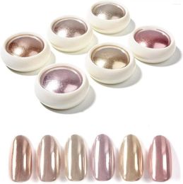 Nail Glitter Rose Gold Chrome Powder - 6 Colours Iridescent Nails Jars Mirror Pigment Dust