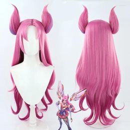 Party Supplies Game LOL Star Guardian Kaisa Cosplay Wig Headwear Pink Purple Gradient 90cm Heat Resistant Halloween Wigs Long Synthetic Hair