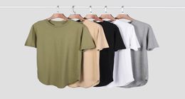 Men039s T Shirt Extended Streetwear TShirt Men clothing Curved Hem Long line Tops Swag Hip Hop Urban Blank7373828