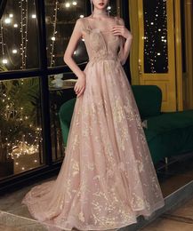 Party Dresses Celebrity Customized Pink Tulle Ball Gown 2024 Glitter Slip Skirt A-Line Floor-length Wedding Princess Evening