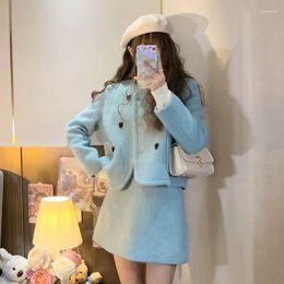 Two Piece Dress High-Quality And Comfortable Cute Soft Spring 2024 Women's Two-Piece Set Short Woollen Jacket High-Waisted Slim Skirt