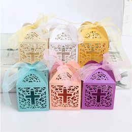 Gift Wrap 50pcs Crossing Candy Boxes Wedding Box Baby Shower Or Birthday First Communion Christening Easter Decoration 8ZSH113