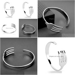 Bangle Hip Hop Men Rock Jewellery Fork Spoon Bracelets Adjustable Bangles For Women Accessories Bijoux Femme Bangle Drop Delivery Jewel Dhvk8