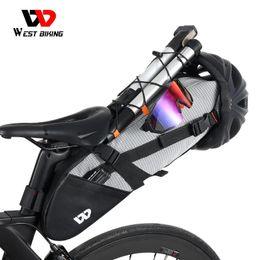 WEST BIKING Bicycle Saddle Bag 10L Foldable Under Seat Bike Bag 100% Waterproof Tools Pannier MTB Road Cycling Tail Rear Bag 240202