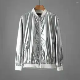 Men's Jackets Male Student Dance Jacket Stylish Glossy Solid Colour Cardigan For Hip Hop Street Nightclub Stage Performance