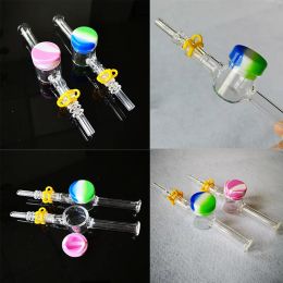 Silicone Nector Collector Kits Keck Clip Mini Hand Smoking Pipes 10,mm 14mm Male Joint Quartz Nail Tip Dab Tools Wax Container LL