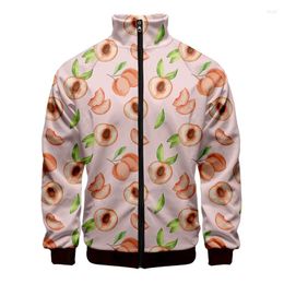 Men's Jackets Lemon Peach Banana 3d Printed Jacket Men Fashion Street Oversized Long Sleeve Coat Tops Cartoon Fruits Zipper Clothes