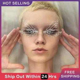 Sunglasses Fashion Butterfly Rimless Dragonfly Wing Sun Glasses Vintage Women Clear Lens Eyewear Men Shades UV400 Party