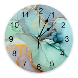 Wall Clocks Marble Turquoise Silent Living Room Decoration Round Clock Home Bedroom Kitchen Decor