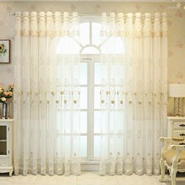 Curtain Luxury European Style Embroidered Shading Pastoral Relief Embroidery Curtains For Living Dining Room Bedroom