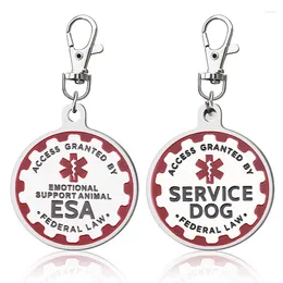 Dog Tag 2Pcs Service Tags Stainless Steel Engraved Nameplate Emotional Support Animal ESA ID Collar Accessories