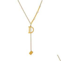 Pendant Necklaces D Letter Necklace Hip Hop Accessory Fastening Mid Length Sweater Drop Delivery Jewellery Necklaces Pendants Dht65