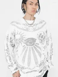 Women's Sweaters Harajuku Skull Graffiti Retro Super Sweater Joker Knitted For Men And Women Unisex Pure Cotton Pullover Fall/Winter 2024